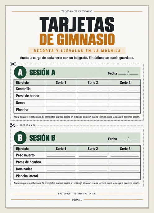 Tarjetas de gimnasio