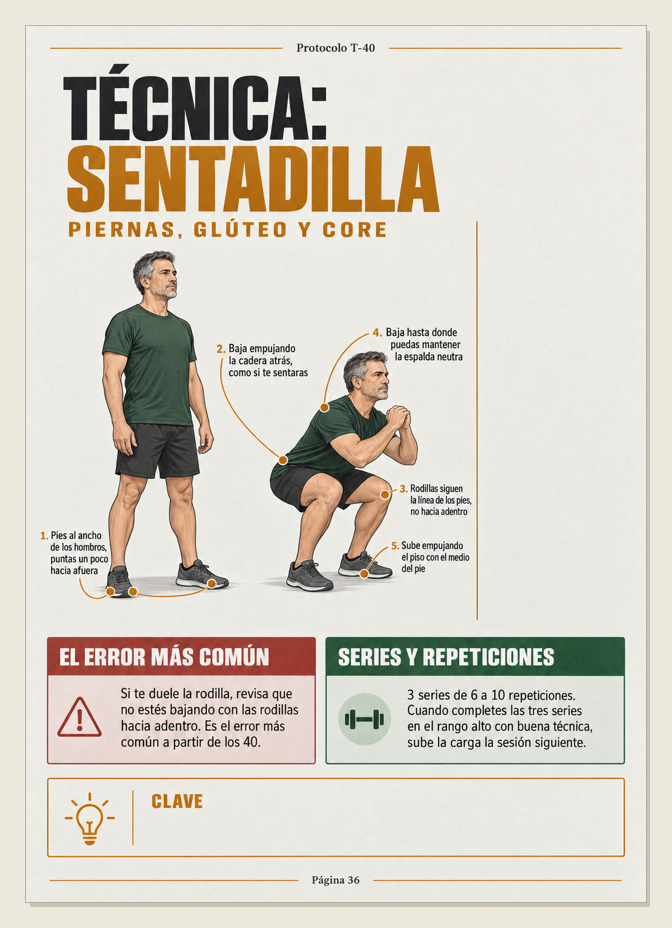 Página del protocolo: técnica de sentadilla